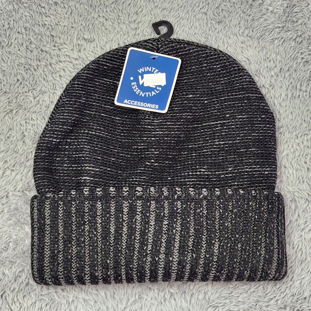 Winter Essentials‎ Beanie Mens One Size Gray Marled Knit Cuffed Hat 11MKR00391